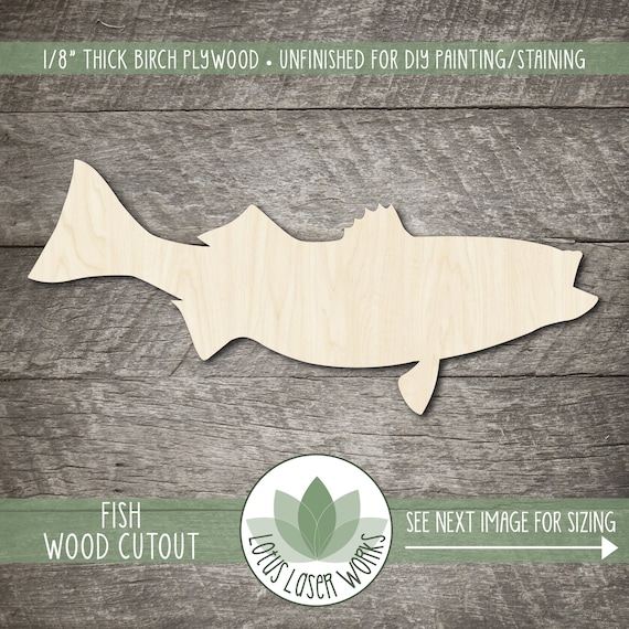 Wood Fish Shape, Unfinished Wood Fish Laser Cut Shape, DIY Craft Supply,  Many Size Options, Blank Wood Shapes