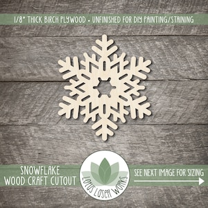 Snowflake Shape - Unfinished Wood Blanks - Laser Cut Wooden Cutouts- DIY Craft Supply