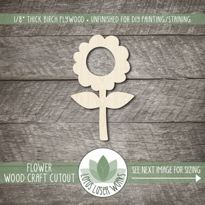 Wood Flower Shape Unfinished Wooden Painting Cutouts, Laser Cut Craft Blanks