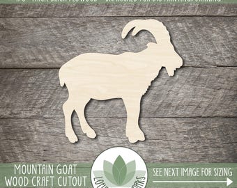 Mountain Goat Cutout: Unfinished Wood Animal Cutouts For Crafting, Laser Cut