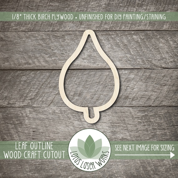 Leaf - Laser Cut Out Unfinished Wood Craft Shape LEF6 Leaf - Laser Cut Out Unfinished Wood Craft Shape LEF6