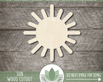 Sun Shape: Wood Craft Supplies, Unfinished Cutouts For Crafting, Celestial Themed Blanks