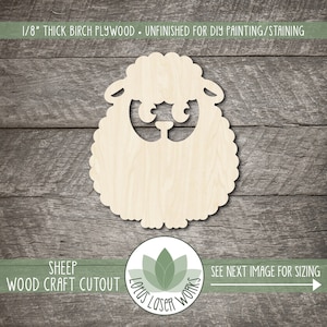 Sheep Wood Shape, Laser Cut Wooden Blanks, Unfinished Craft Cutouts