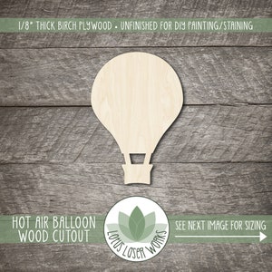 Hot Air Balloon Shape, Unfinished Wooden Craft Cutouts For DIY Projects, Painting Blanks