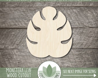 Monstera Leaf Wood Shape - Laser Cut Unfinished Wood Cutouts For Crafts, Jungle Painting Blanks