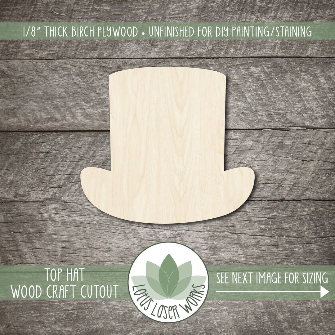 Top Hat Wood Craft Shape Unpainted Wooden Cutouts Laser Cut - Etsy