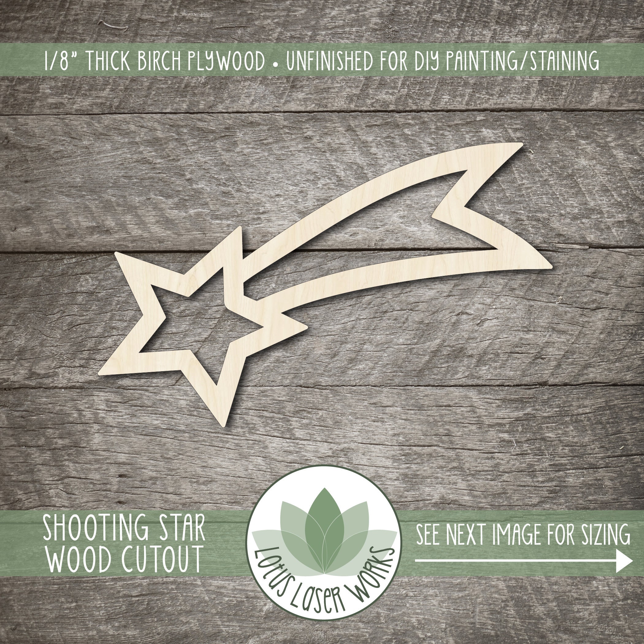Shooting Star Shape Pattern Shooting Star Shape: Unfinished Wood Celestial Themed Cutouts for ...