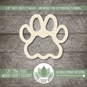 Wood Craft Cut Outs, Cat Paw Print Shape, Unfinished Wooden Painting ...