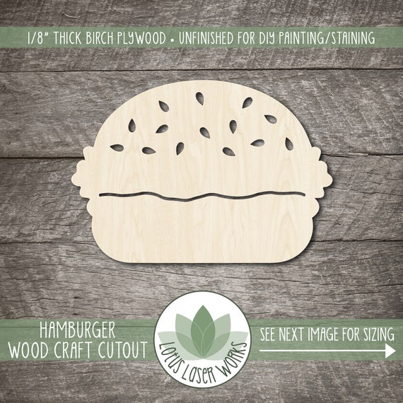 Food Cheeseburger - Laser Cut Out Unfinished Wood Craft Shape FOD17 Food Cheeseburger - Laser Cut Out Unfinished Wood Craft Shape FOD17