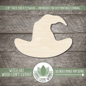 Witch Hat Shape, Wood Halloween Themed Cutouts For Crafts
