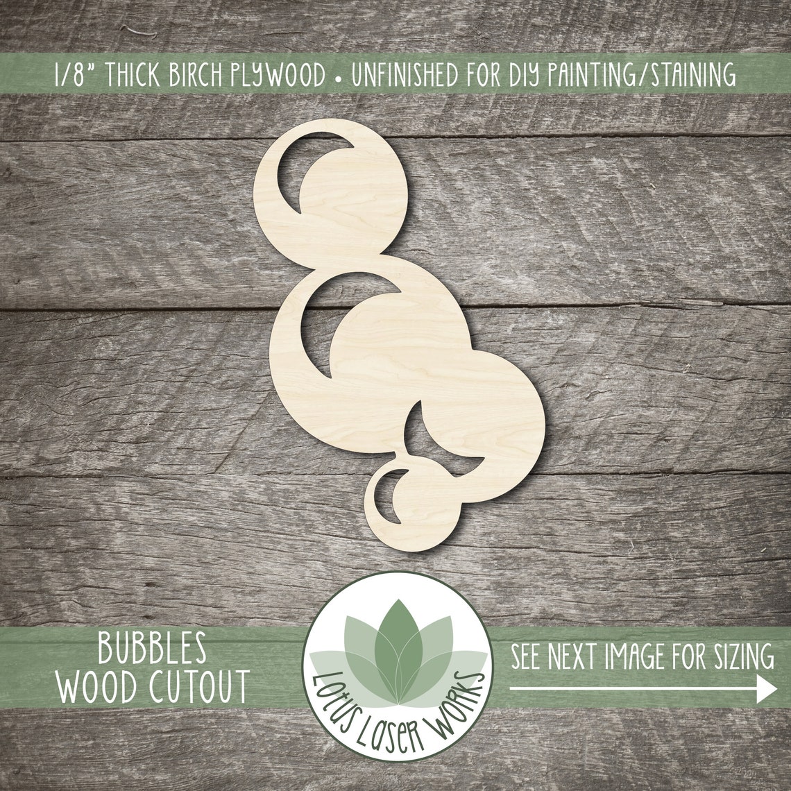 Bubbles Wood Cutout Unfinished Wood Blanks Laser Cut Wooden Etsy