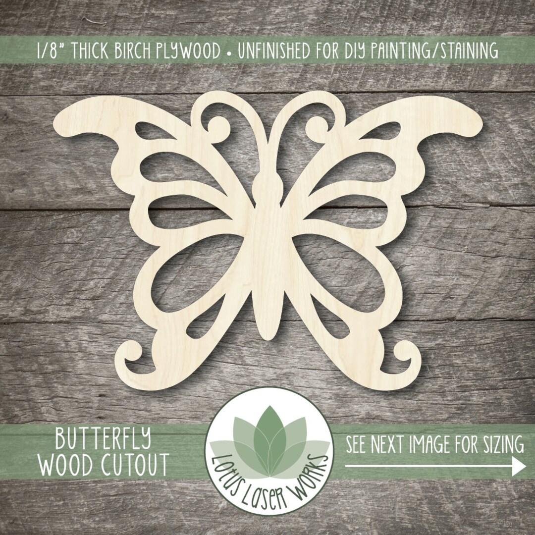 Wood Butterfly Cutout, Butterfly Wreath Making Supply, Wooden Butterfly