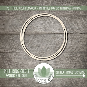 Multi Ring Circle Wood Cutout, Unfinished Wood Blanks, Laser Cut Wooden Multi Circle Ring Shape, DIY Craft Embellishment