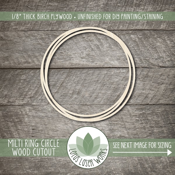 Multi Ring Circle Wood Cutout, Unfinished Wood Blanks, Laser Cut Wooden Multi Circle Ring Shape, DIY Craft Embellishment