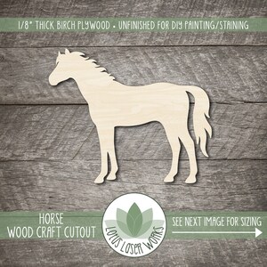 Horse, Wood Cutouts, Unfinished Wooden Craft Shapes, Laser Cut Blanks