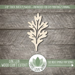 Wood Oak Leaf Shape, Unfinished Wooden Craft Cutouts, Laser Cut Blanks