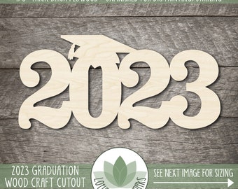 2023 Wood Graduation Sign With Graduation Cap, Graduation Party Decor, Wooden 2023 Number Sign, 2023, Graduation Photo Prop