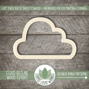 Flat Bottom Cloud Wood Cutout, Unfinished Wood Craft Blanks, DIY Craft Embellishment, Laser Cut Wooden Cloud Shapes