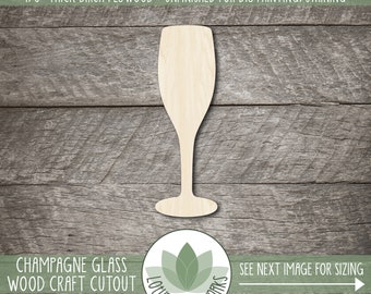 Champagne Glass Cutout - Laser Cut Unfinished Wood Shapes For Craft Projects, Party Decorations