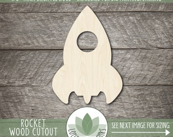 Rocket Ship Cutout: Unfinished Wood Laser Cut Shapes For Craft Projects
