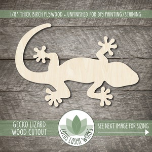 Lizard Gecko - Laser Cut Out Unfinished Wood Craft Shape REP34 Lizard Gecko - Laser Cut Out Unfinished Wood Craft Shape REP34
