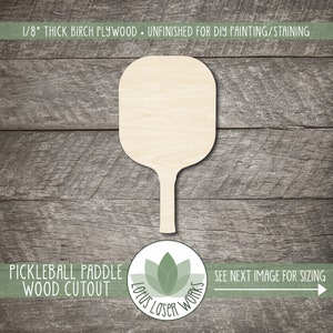 Pickleball Paddle Wood Cutout, Wooden Sport Shapes For DIY Crafts, Party Decorations