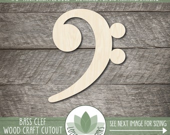 Bass Clef - Unfinished Wood Laser Cut Shapes For Crafting, Music Cutouts