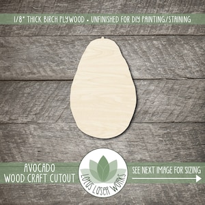 Avocado Wood Shape, Cutouts For Craft Projects, Food Themed Painting Blanks