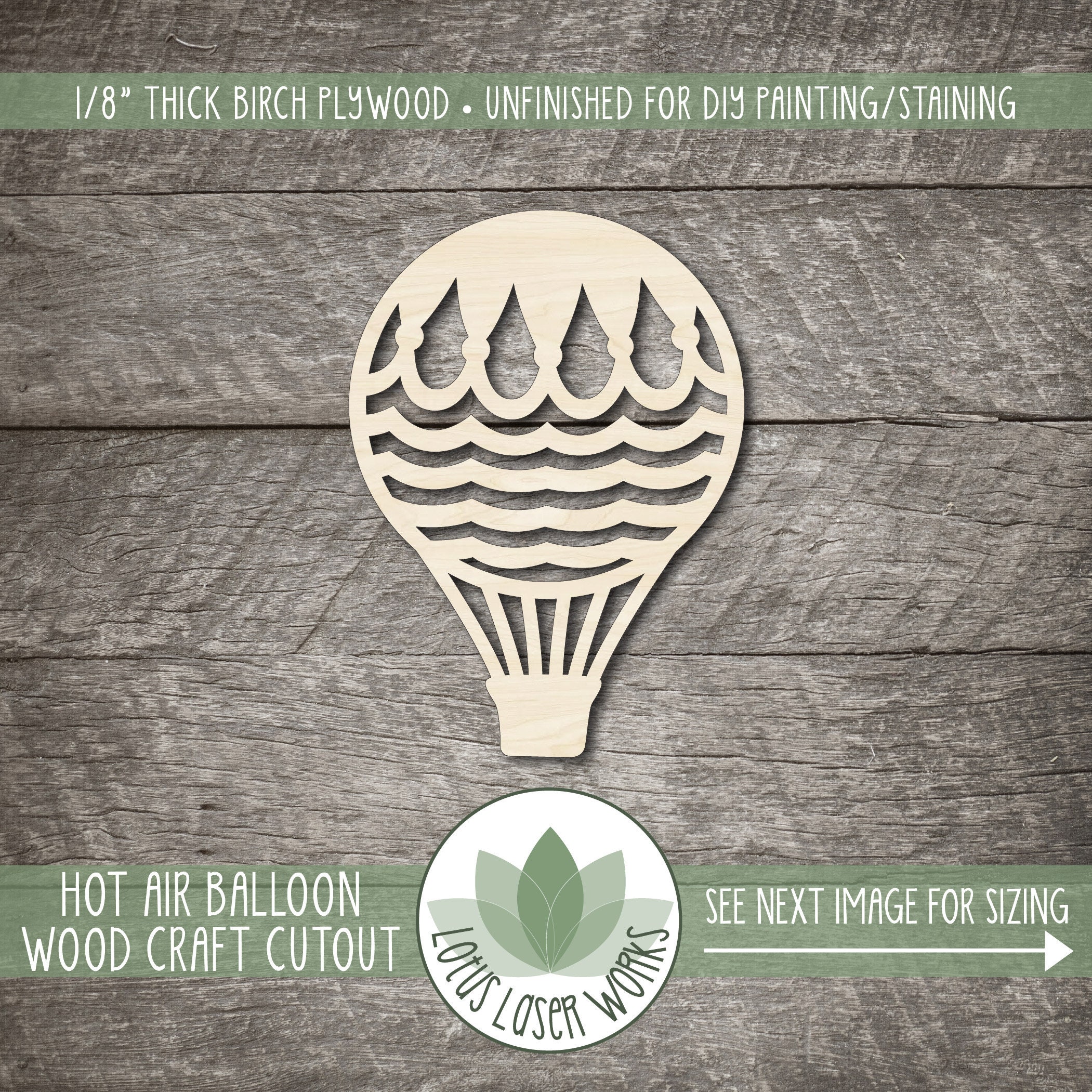 Hot Air Balloon Wood Shape, Cutouts For Craft Projects