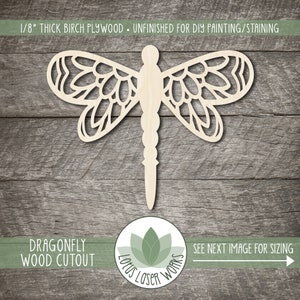 Dragonfly Wood Cutout, Unfinished Wood Blanks, Laser Cut Wooden Dragonfly Shapes, DIY Craft Embellishment