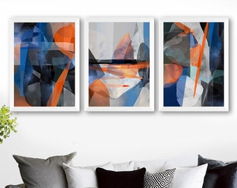 Orange And Blue Art Etsy