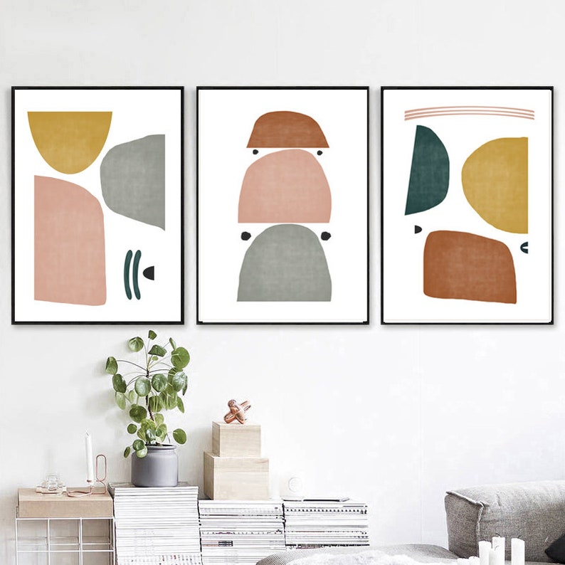 Scandinavian Wall Art Trio Art Prints Modern Abstract Art Etsy