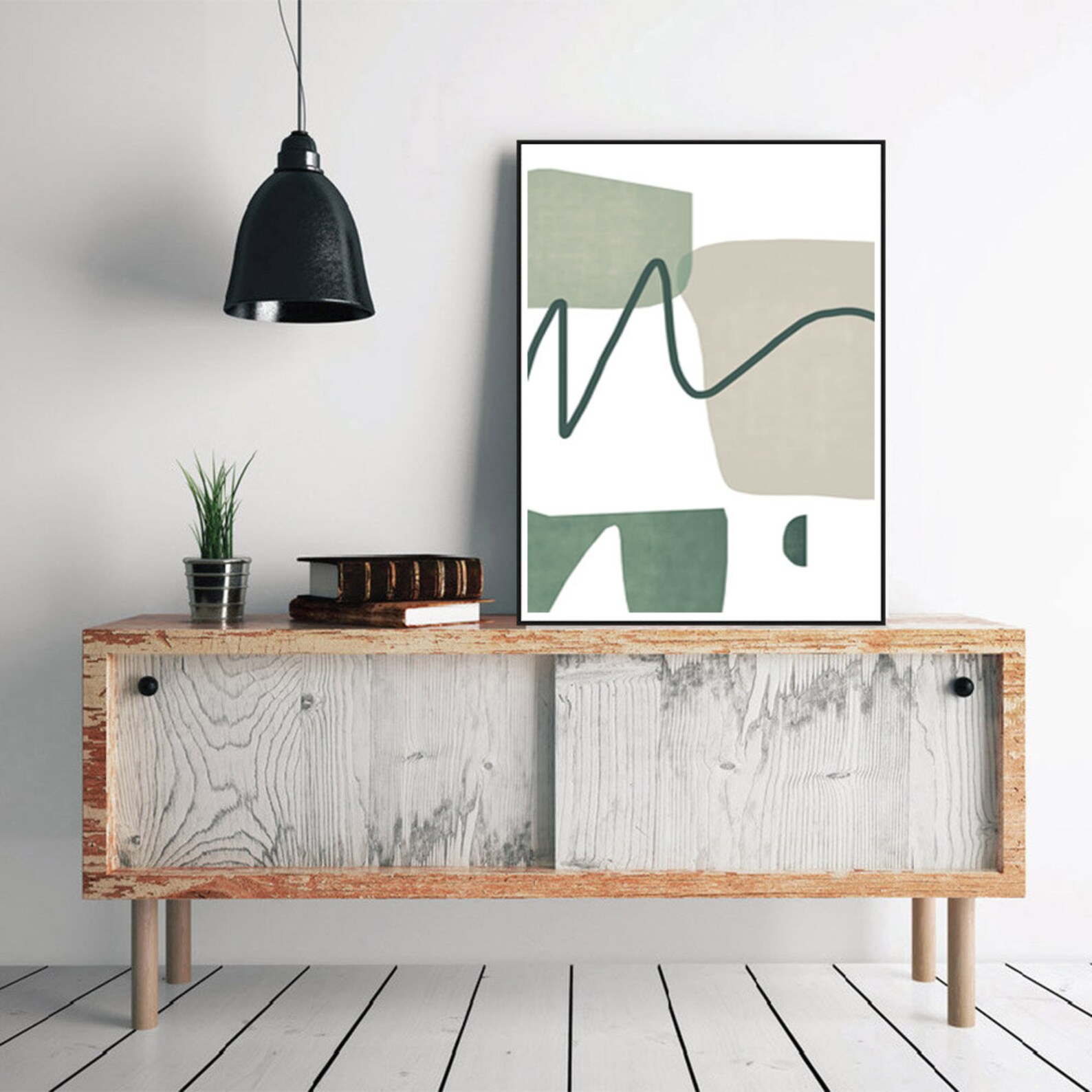 Green Abstract Print 3 Piece Wall Art Sage Green Art 3 Posters Etsy