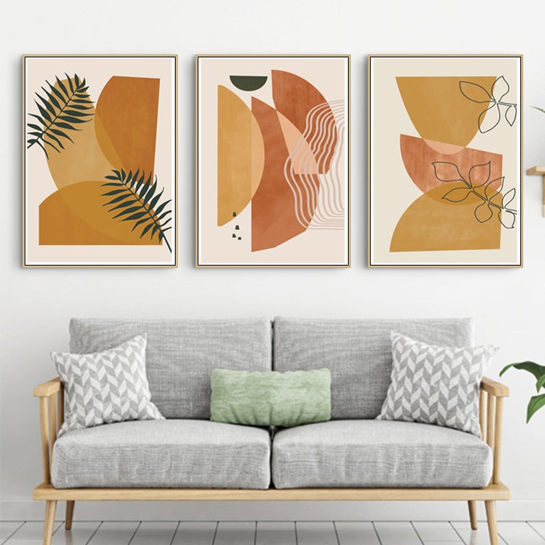 Scandi Poster 3 Prints Set Mid Century Wall Art Abstract
