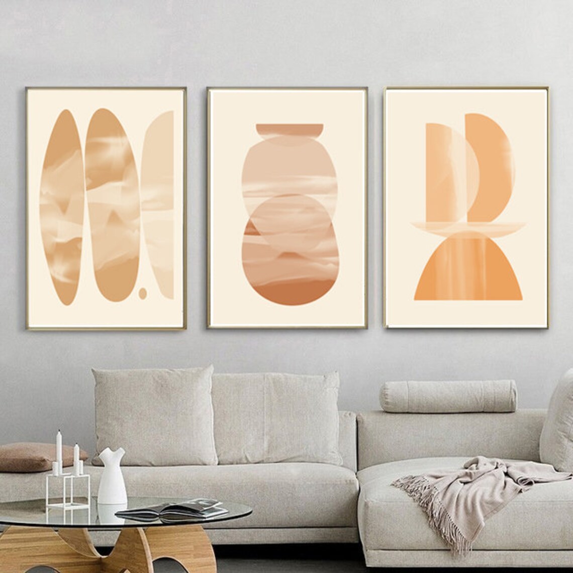 Trio Prints Abstract Set Of 3 Yellow Wall Art Digital Print Etsy