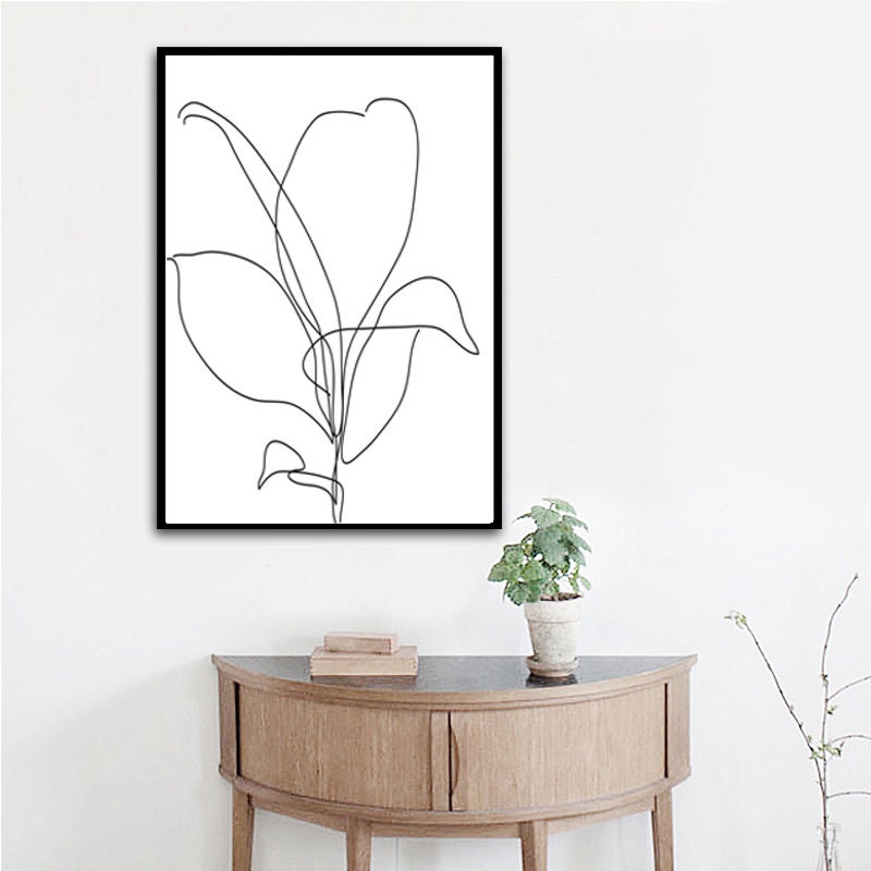 Flower Line Drawing Set Of 3 Prints Flowers Artwork Abstract | Etsy