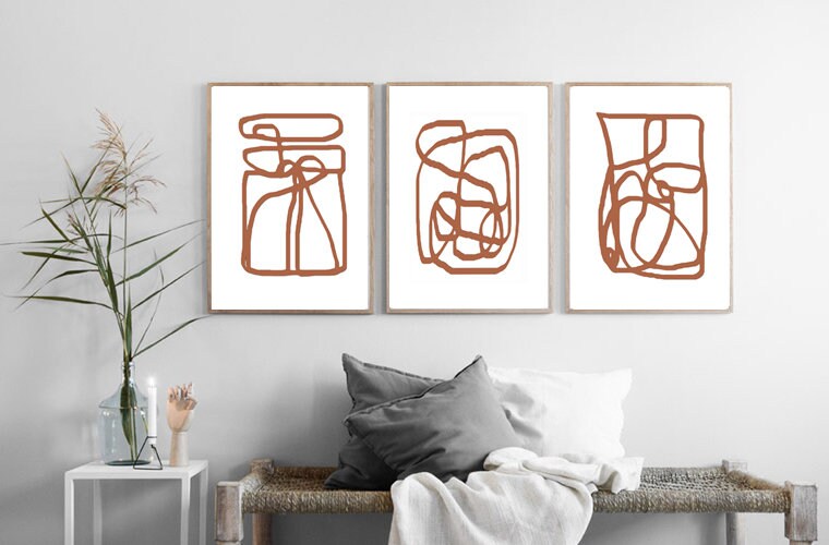 Geometrische Linie Kunst Abstrakt Druck 3er Set Drucke | Etsy