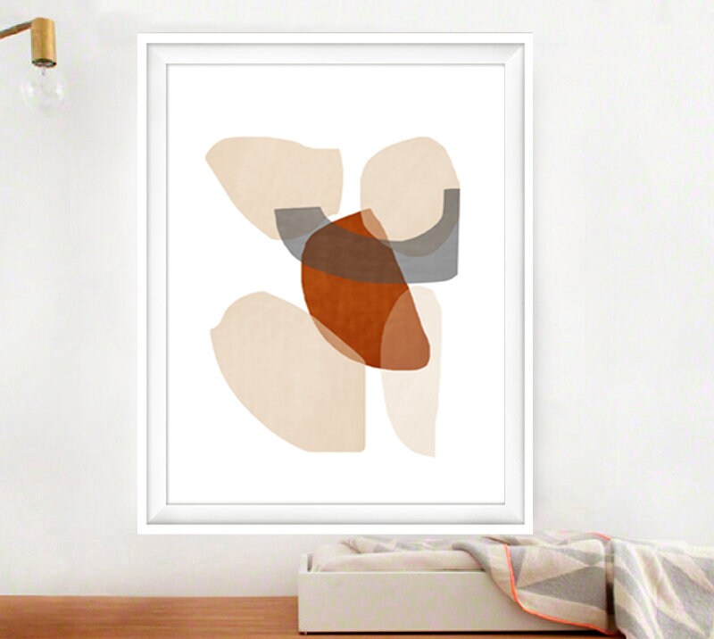 Grey Abstract Art Set Of 3 Prints Abstract Shapes Art Three Etsy