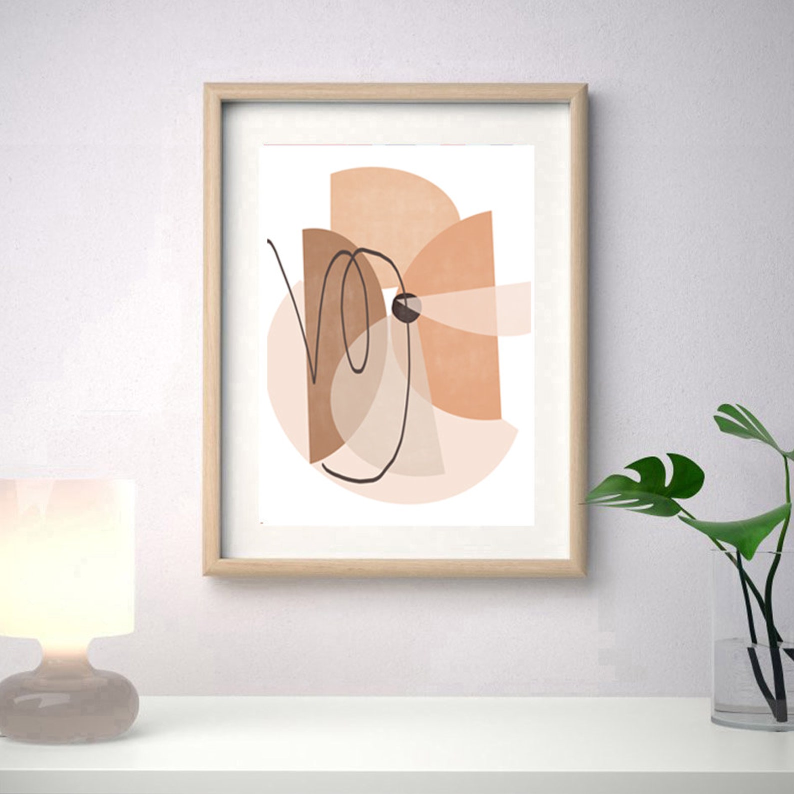Brown Abstract Art Set Of Three Prints Beige Neutral Art Etsy