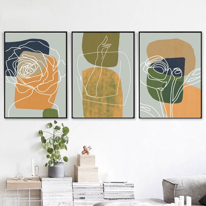Abstract Modern Art Set Of 3 Posters Living Room Wall Art | Etsy