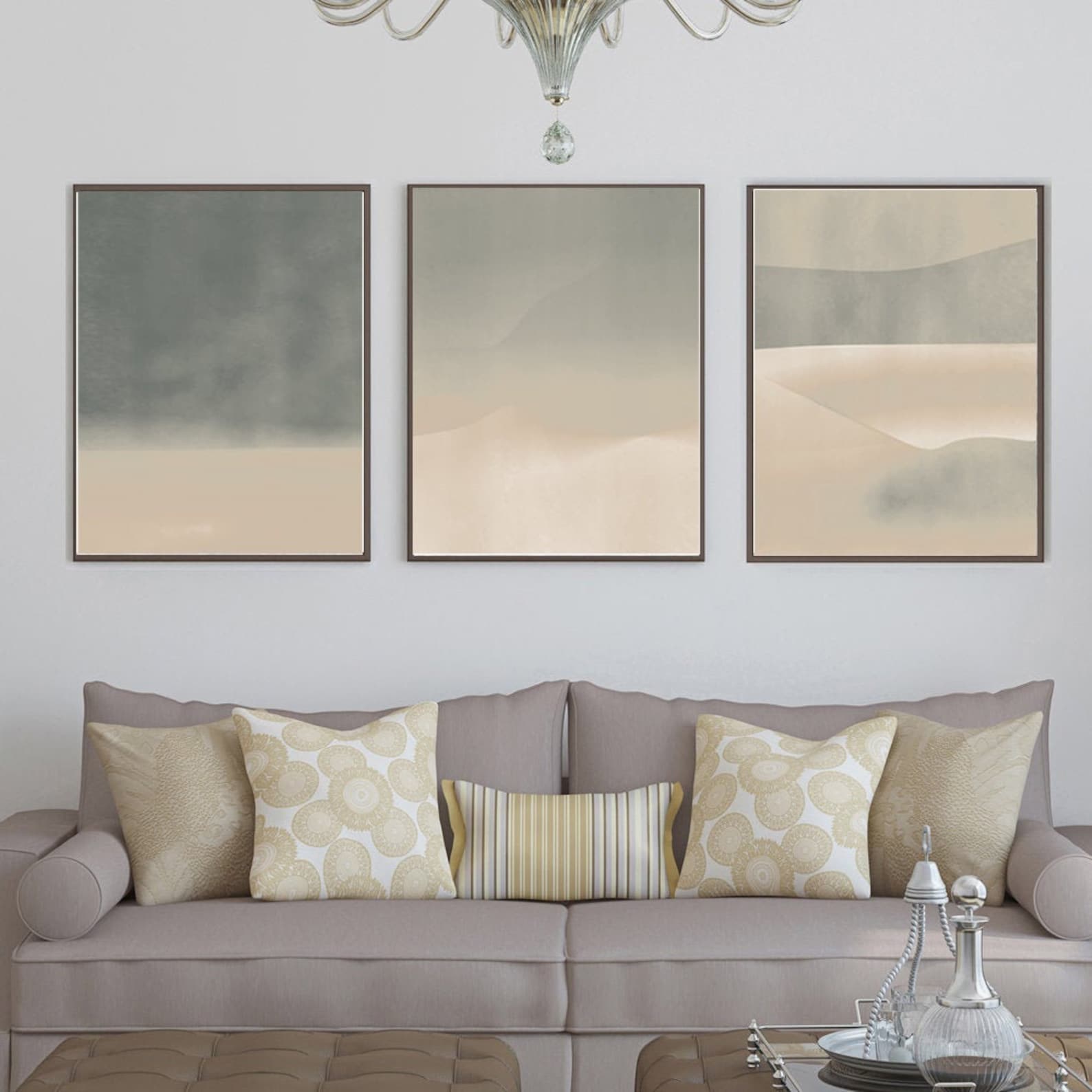 Abstract Neutral Art Set Of Three Prints Abstract Triptych Etsy
