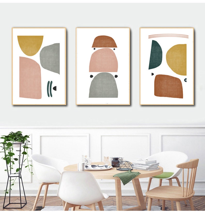 Scandinavian Wall Art Trio Art Prints Modern Abstract Art Etsy