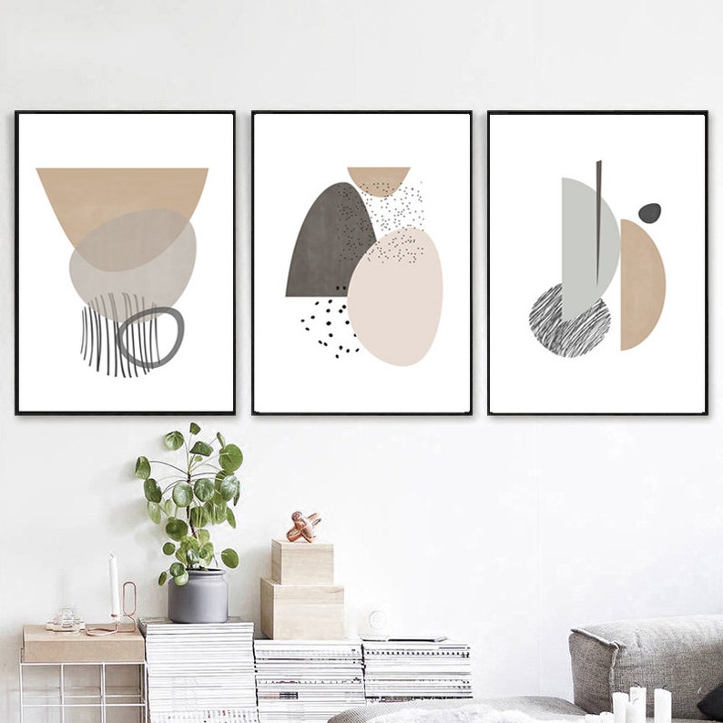 Scandinavian Art Set Of Three Prints MidCentury Art Gray Etsy