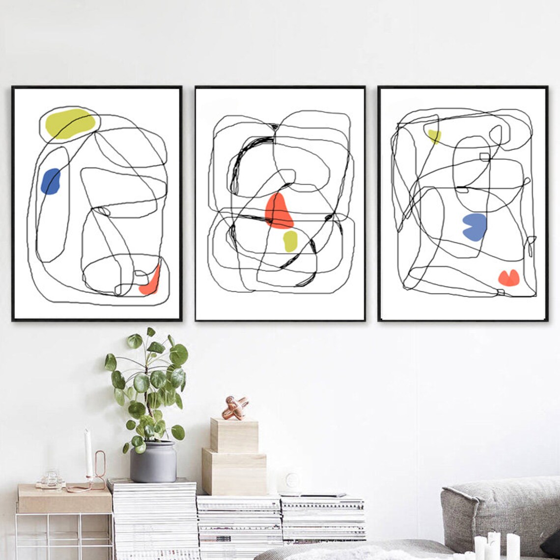 Abstract Line Print Modern Artwork Set Of 3 Prints Etsy