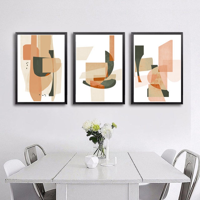 Bedroom Decor Abstract Geometry Contemporary Art Mid Century Modern Geometric Art Print Large Wall Art Beige Abstract