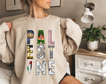 Palestine Arabic Comfortable Sweatshirt Palestinian Gift Free Palestine Flag Arabic Ebaya Gift For Mom Dad Moms Sisters Best friend
