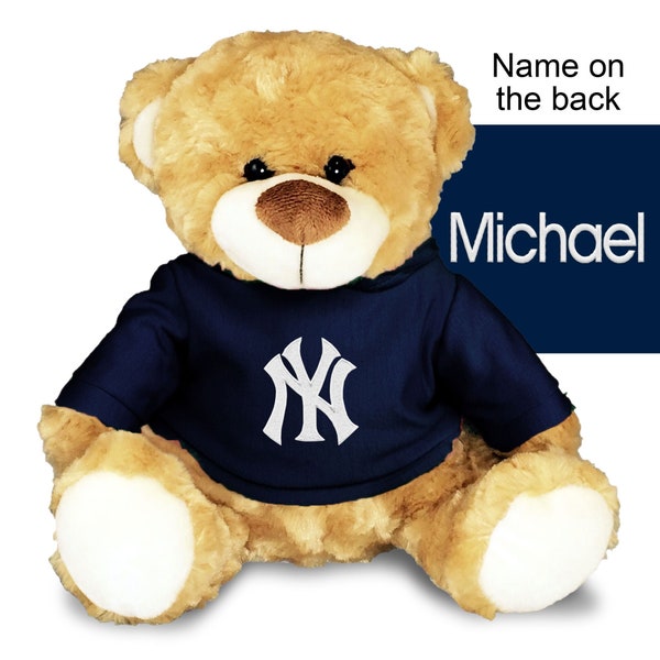 Personalized Plush Teddy Bear – New York MLB Yankees Plush Stuffed Toy Bear, Perfect for Cuddling at Nap Time - Navy 10”