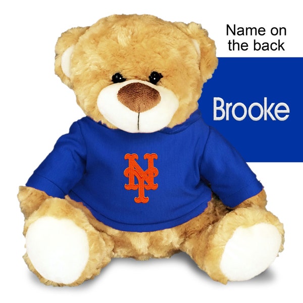Personalized Plush Teddy Bear - New York MLB Mets Plush Stuffed Toy Bear, Perfect for Cuddling at Nap Time - Royal Blue 10”