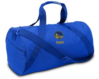 Personalized Youth Duffel Bag - Embroidered NBA Golden State Warriors Travel Bag with Name, Perfect for Any Outing