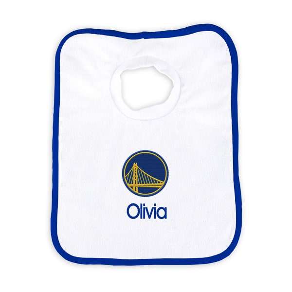 Personalized Baby Bib - 100% Cotton Terry, NBA Golden State Warriors, Neck Hole for Comfort, Protect Clothes from Messy Spills